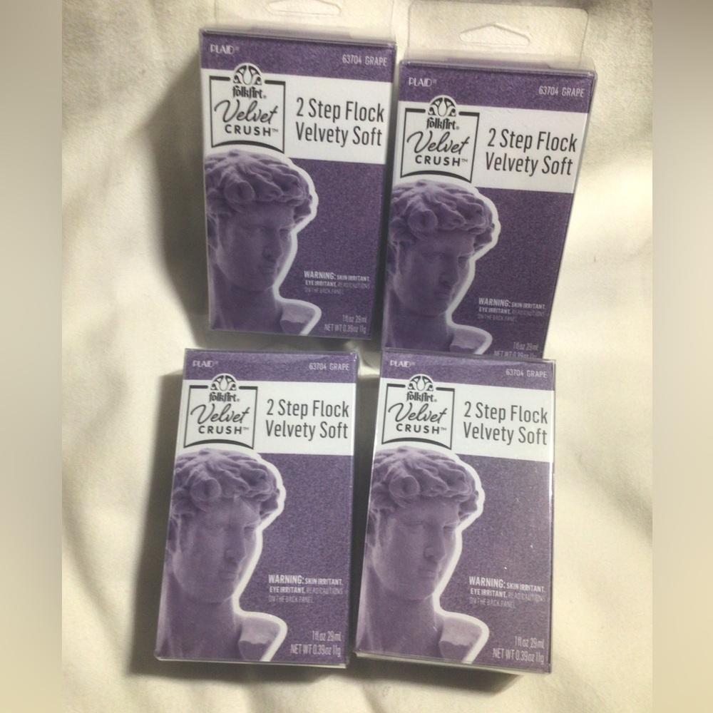Lot/Set of 4 FolkArt Velvet Crush 2 Step Flock Flocking Grape Purple Kit
